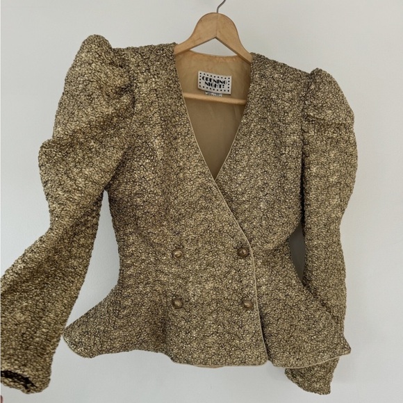 Opening Ceremony Jackets & Blazers - Vintage Golden Blazer Jacket Women’s 6 Opening Night Structured Shoulder Puff
